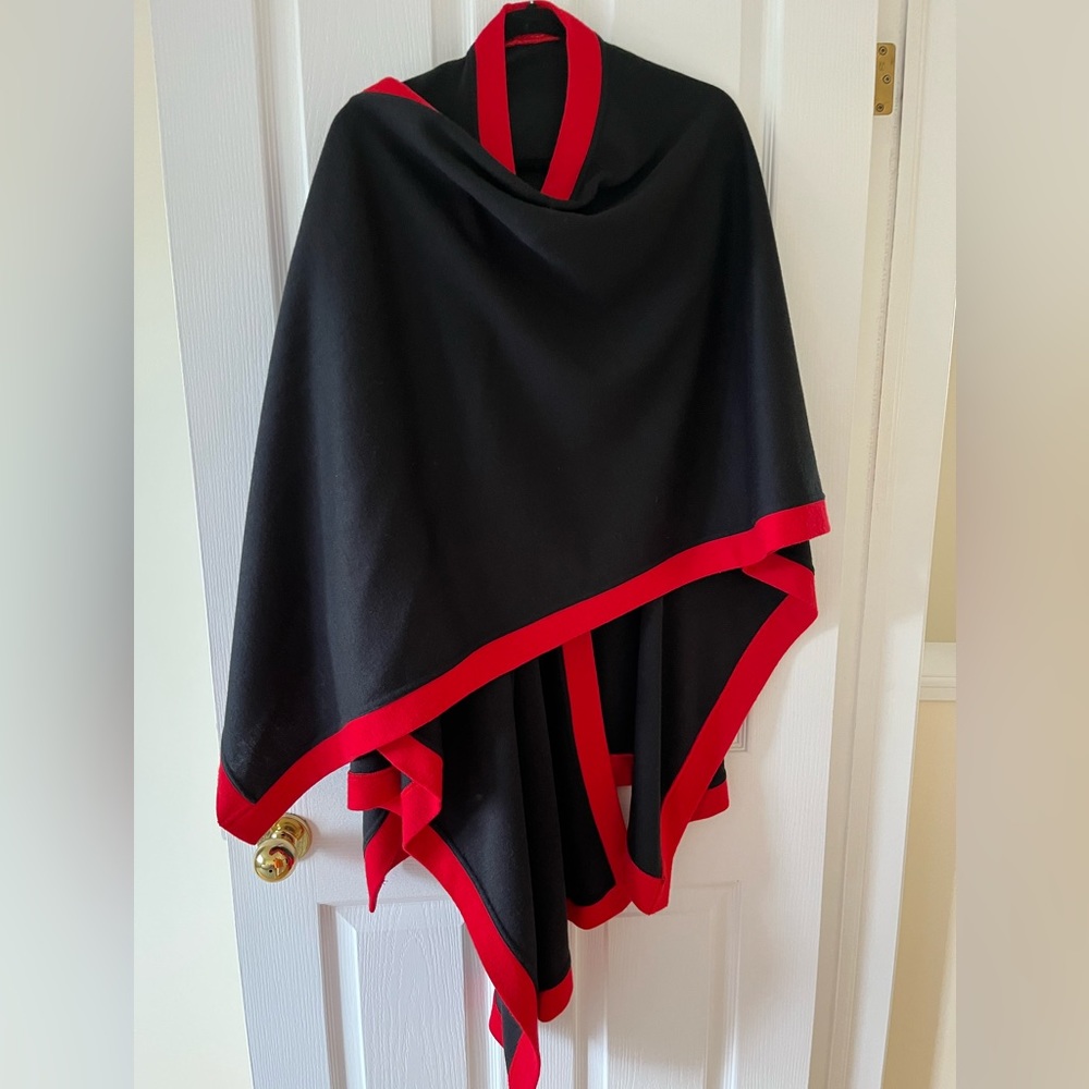 Open Front Black Poncho/ Cape /Wrap